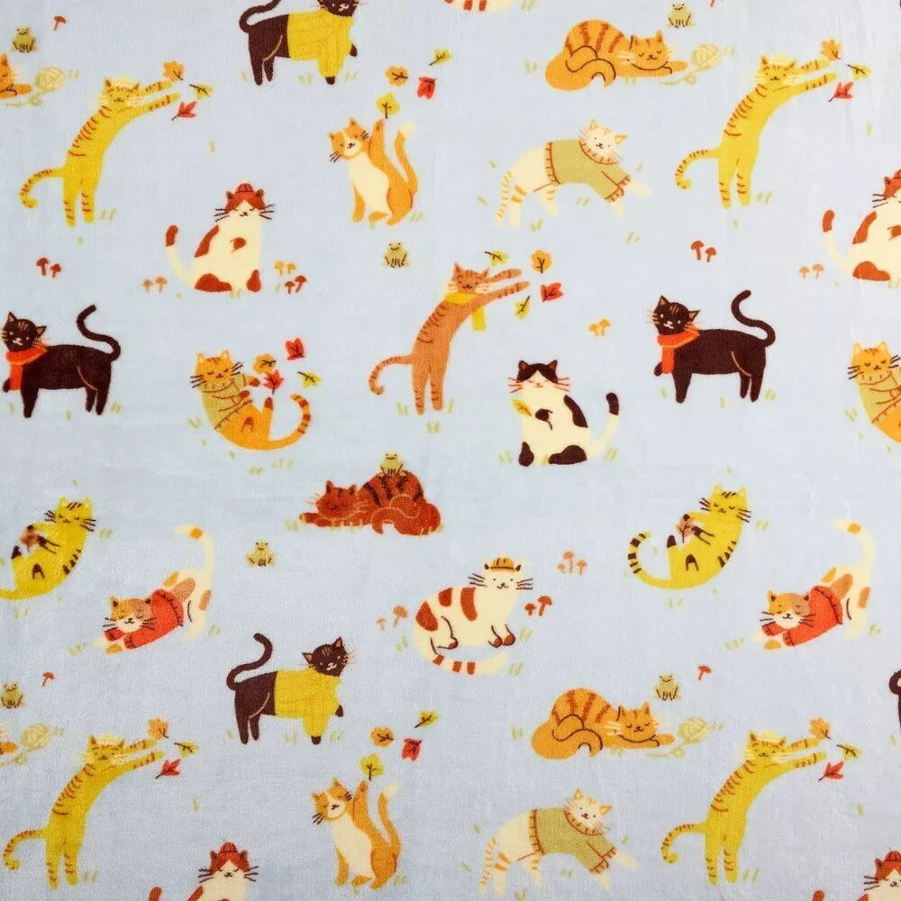 The Big One Multicolor playful Cats Throw Blanket 5ft x 6 ft New